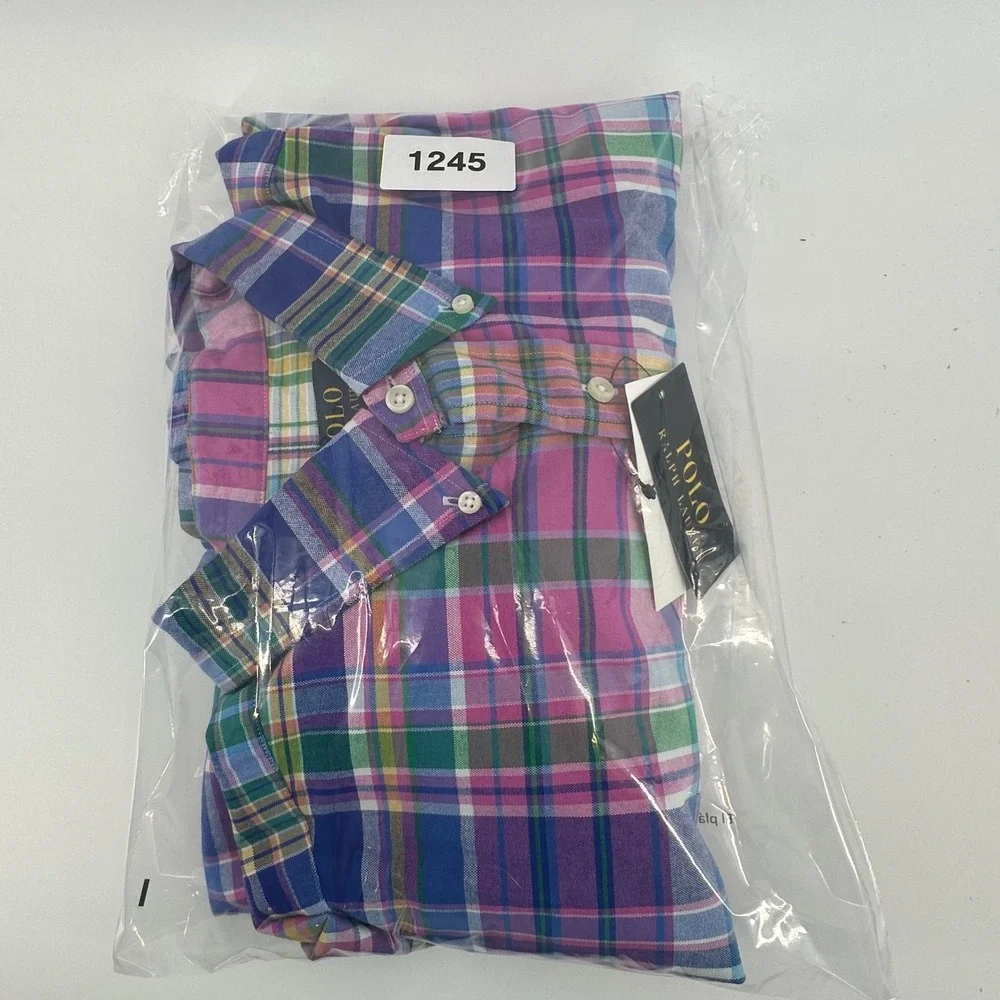 NWT Polo Ralph Lauren Mens 2XB Plaid Button Performance Multi Color New